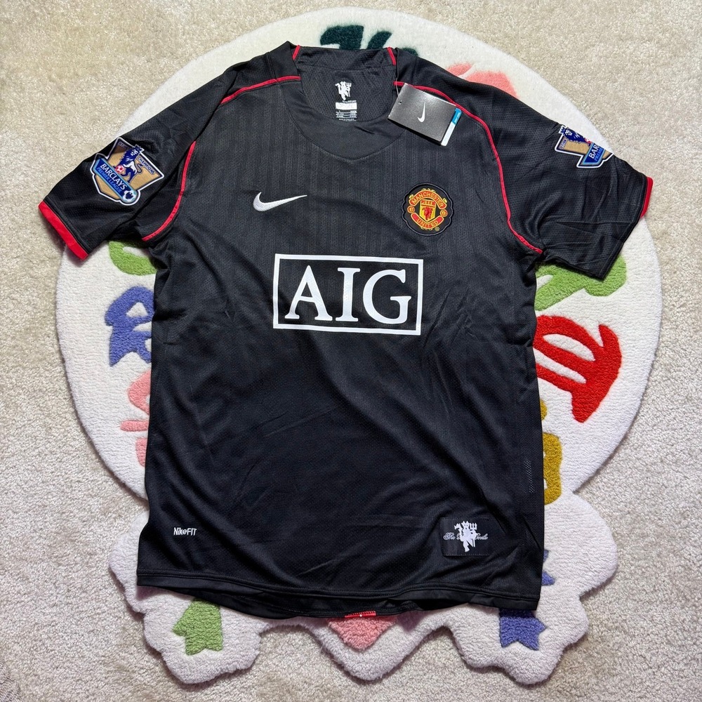 Nike Manchester United 2007-08 Ronaldo 7 Away Jersey Black Size Medium